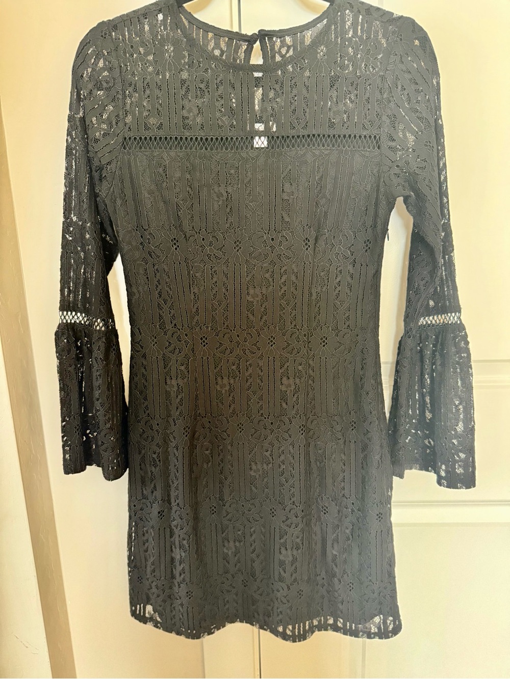 Xhilaration Black Lace Bell Sleeve Shift Dress